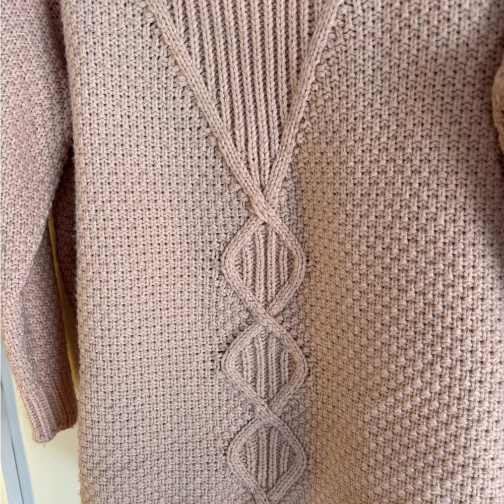 KARL LAGERFELD Paris Blush Pink Oversized Cable Knit Sweater – Women’s Size XL - Picture 4 of 10
